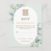 Chinese Eucalyptus Dubbel Geluk Bruiloft RSVP (Voorkant)