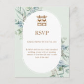Chinese Eucalyptus Dubbel Geluk Bruiloft RSVP (Voorkant)