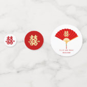 Chinese Fan en Dubbel Geluk | Chinese bruiloft Confetti (Voorkanten)