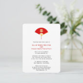 Chinese Fan en Dubbel Geluk | Chinese bruiloft Kaart (Staand voorkant)