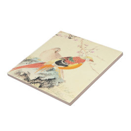 Chinese fazanten Imao Keinen vogels en sakura Tegeltje