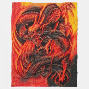 Chinese Fire Dragon Fleece Deken