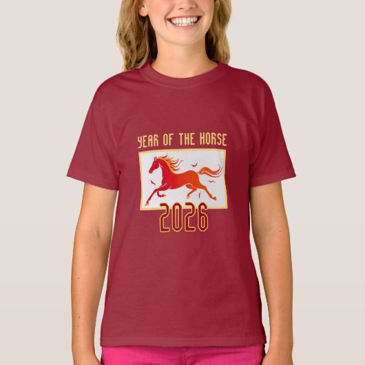 Chinese Fire Horse New Year 2026 Kid's T-shirt (Voorkant)