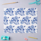 Chinese  Floral Blue Tree Pony Tissuepapier (Craft)