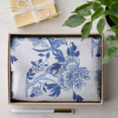 Chinese  Floral Blue Tree Pony Tissuepapier (Geschenk)