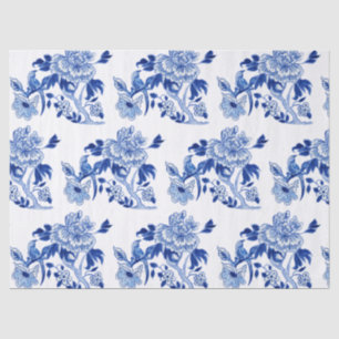 Chinese  Floral Blue Tree Pony Tissuepapier