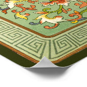 Chinese Floral Peony scrolt op Jade Poster (Hoek)