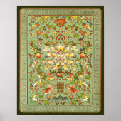 Chinese Floral Peony scrolt op Jade Poster (Voorkant)