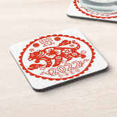 Chinese Folk Art Papercutting Tiger Bier Onderzetter (Linkerzijde)