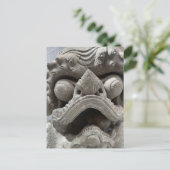 Chinese Foo Dog Draak Graniet Rots Beeldhouwwerk Briefkaart (Staand voorkant)