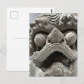 Chinese Foo Dog Draak Graniet Rots Beeldhouwwerk Briefkaart (Voorkant / Achterkant)