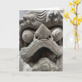 Chinese Foo Dog Draak Graniet Rots Beeldhouwwerk Kaart (Gele Bloem)
