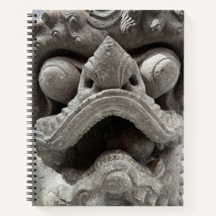Chinese Foo Dog Draak Graniet Rots Beeldhouwwerk Notitieboek