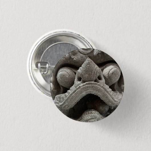 Chinese Foo Dog Draak Graniet Rots Beeldhouwwerk S Ronde Button 3,2 Cm (Voorkant /achterkant)