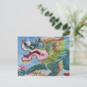 Chinese foo Dog/Lion Guardian Mural Briefkaart (Staand voorkant)