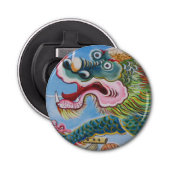 Chinese foo Dog/Lion Guardian Mural Button Flesopener (Voorkant)