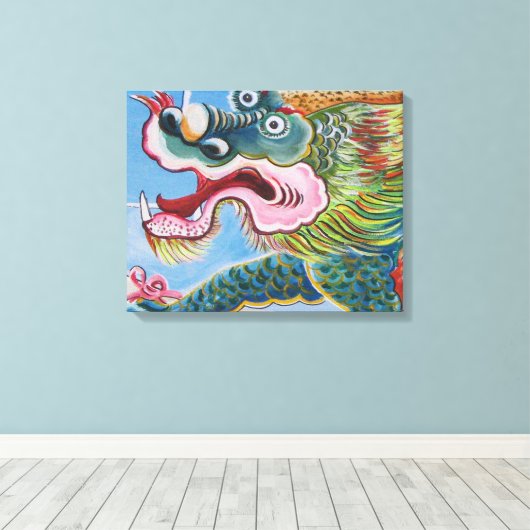 Chinese foo Dog/Lion Guardian Mural Canvas Afdruk (Insitu (Houten vloer))