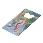 Chinese foo Dog/Lion Guardian Mural Creditkaart Flessenopener (Voorkant Gekanteld)