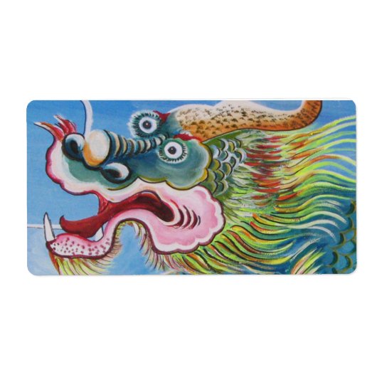 Chinese foo Dog/Lion Guardian Mural Etiket (Voorkant)
