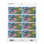 Chinese foo Dog/Lion Guardian Mural Etiket (Full Sheet)