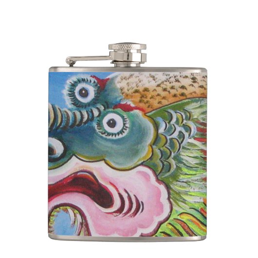 Chinese foo Dog/Lion Guardian Mural Heupfles (Voorkant)