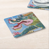 Chinese foo Dog/Lion Guardian Mural Kartonnen Onderzetters (Schuin)