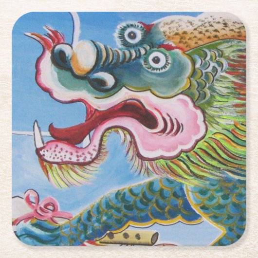 Chinese foo Dog/Lion Guardian Mural Kartonnen Onderzetters (Voorkant)