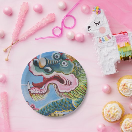 Chinese foo Dog/Lion Guardian Mural Papieren Bordje (Feest)