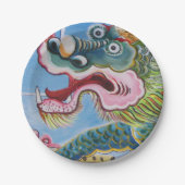 Chinese foo Dog/Lion Guardian Mural Papieren Bordje (Voorkant)