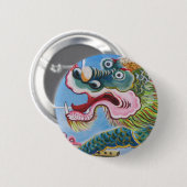 Chinese foo Dog/Lion Guardian Mural Ronde Button 5,7 Cm (Voorkant /achterkant)