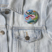 Chinese foo Dog/Lion Guardian Mural Ronde Button 5,7 Cm (In situ)