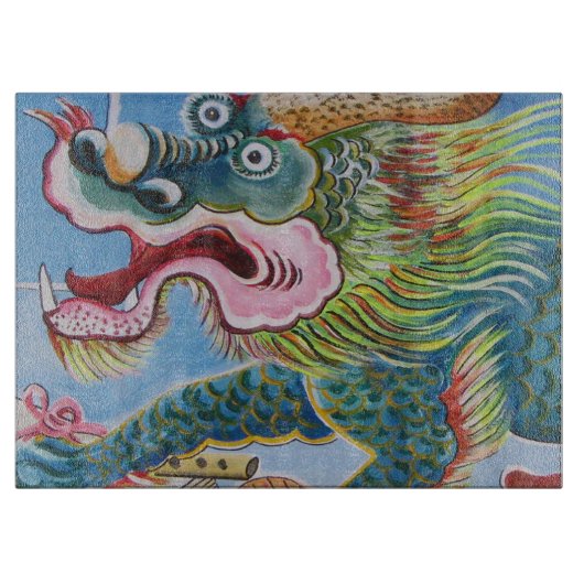 Chinese foo Dog/Lion Guardian Mural Snijplank (Voorkant)