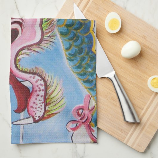 Chinese foo Dog/Lion Guardian Mural Theedoek (Quarter Fold)