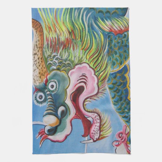 Chinese foo Dog/Lion Guardian Mural Theedoek (Verticaal)