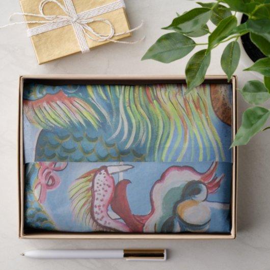 Chinese foo Dog/Lion Guardian Mural Tissuepapier (Geschenk)