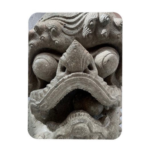 Chinese Foo-hond-draak-granieten rotsculptuur Magneet (Verticaal)