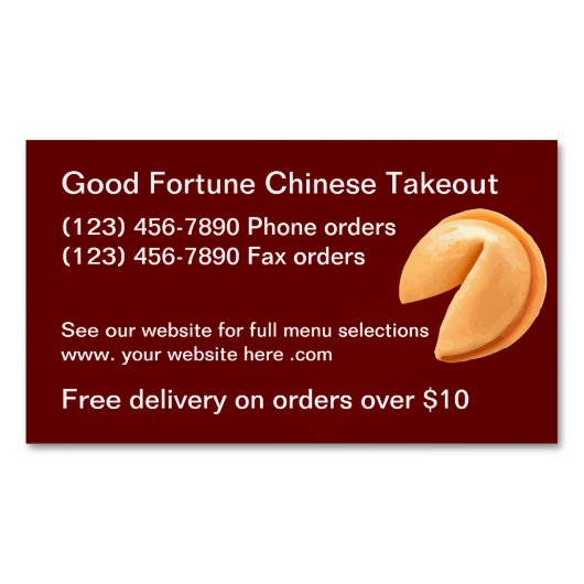 Chinese Food Asian Cuisine Takeout Magnetisch Visitekaartje (Voorkant)