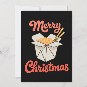 Chinese Food Takeout Box Eetstokjes Kerstmis Kerst Kaart