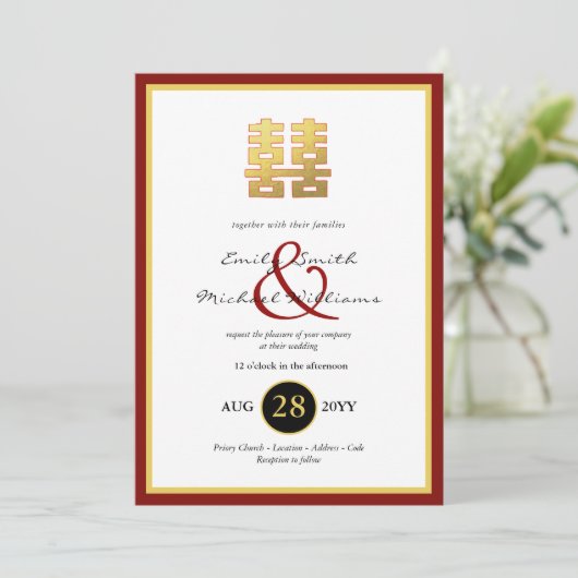 Chinese FOTO Weddenschap Noite Ampersand Kaart (Staand voorkant)