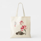 Chinese Freehand Waterverf Floral Lotus Canvas tas (Achterkant)
