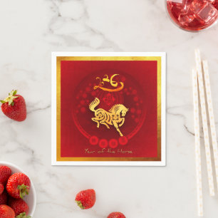 Chinese FU Luck lantaarn Paard Jaar Feest PN02 Servet