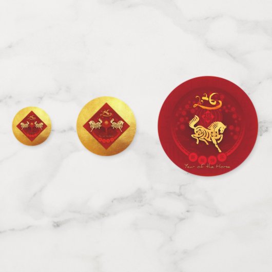 Chinese FU Luck lantaarn Paard Jaar groet Conf Confetti (Achterkanten)