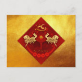 Chinese FU Luck lantaarn Paard Jaar groet HPc Feestdagenkaart (Voorkant)