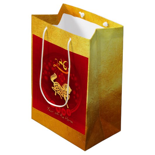 Chinese FU Luck lantaarn Paard Jaar groet MGB2 Medium Cadeauzakje (Voorkant Gekanteld)