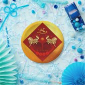 Chinese FU Luck lantaarn Paard Jaar groet PP01 Papieren Bordje (Feest)
