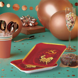 Chinese FU Luck lantaarn Paard Jaar groet PP02 Papieren Bordje