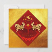 Chinese FU Luck lantaarn Paard Jaar groet SqFC1 Feestdagenkaart (Voorkant)