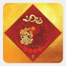 Chinese FU Luck Luck Lanttern Year Sint1 Vierkante Sticker