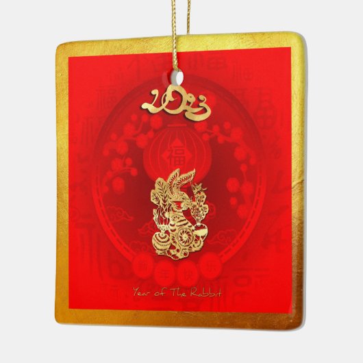 Chinese FU Luck Luck Lanttern Year SqCO3 Keramisch Ornament (Links)