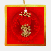Chinese FU Luck Luck Lanttern Year SqCO3 Keramisch Ornament (Voorkant)